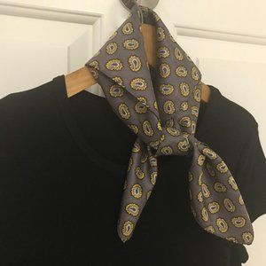 Gray and Gold Paisley Vintage Scarf